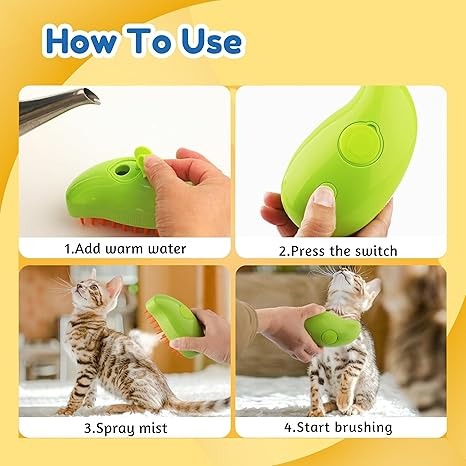 Mango Shaped Spray/Steam Pet Grooming Brush