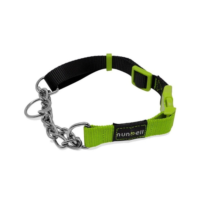 Nunbell Dog Nylon Basic Collar with Half Stainless Steel Choke Chain