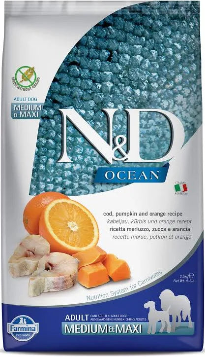 N&D Adult Dog Med Maxi Cod Pumpkin And Orange Dry Food