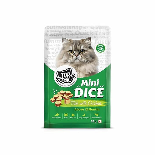 Toptail Mini Dice Fish and Chicken Flavoured Cat Treats