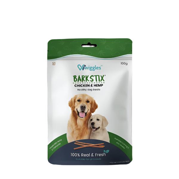 Wiggles Barkstix Dog Treats for Training Adult & Puppies (Chicken & Hemp) Flavour