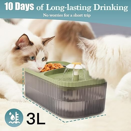 Cat Fountain Drinker with Food Bowl