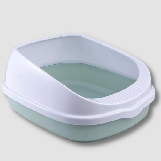 Litter Tray with Footrest and Transparent Guard for Cats