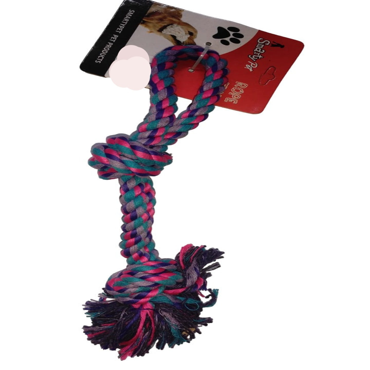 Cotton Rope Chew Toy for dogs (2 knots with loop)