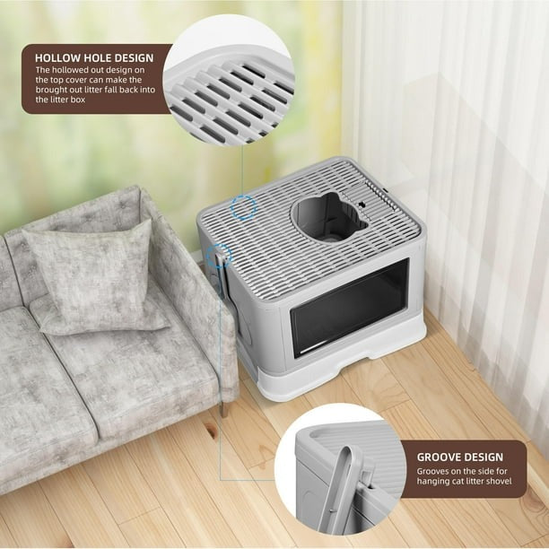 Cubical Cat Litter House - Enclosed with Removable Tray