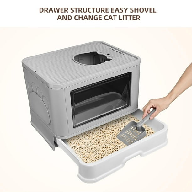 Cubical Cat Litter House - Enclosed with Removable Tray