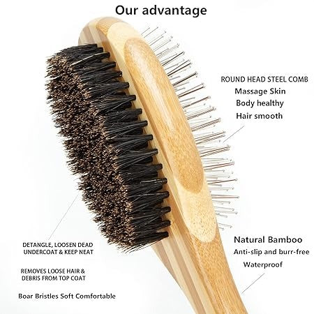 Double Sided Bristle & Round Pin Comb for Pets