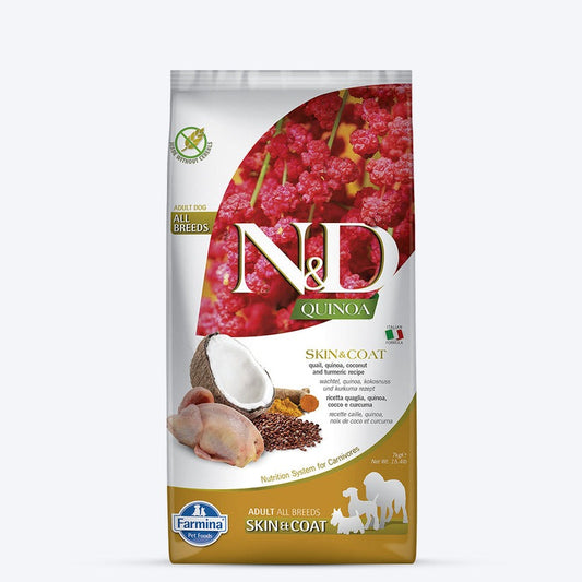 Farmina N&D Quinoa (Skin & Coat) Quail & Coconut all Breed , Grain-Free, Adult Dry Cat Food