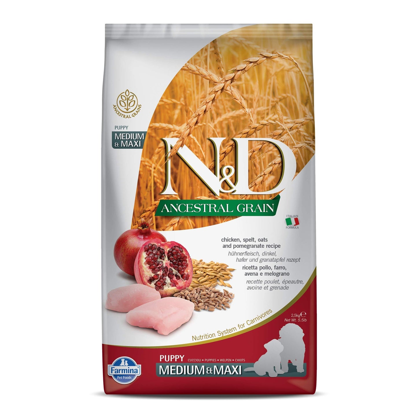 Farmina N&D Chicken & Pomegranate Ancestral Grain Puppy Medium Maxi Dog Dry Food