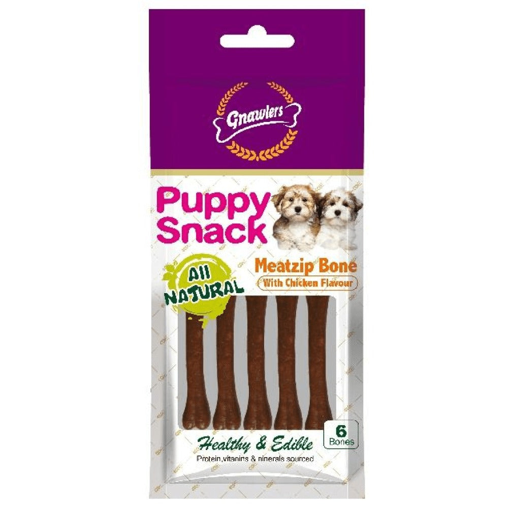 Gnawlers Puppy Snack Meatzip Bone Chicken Flavoured