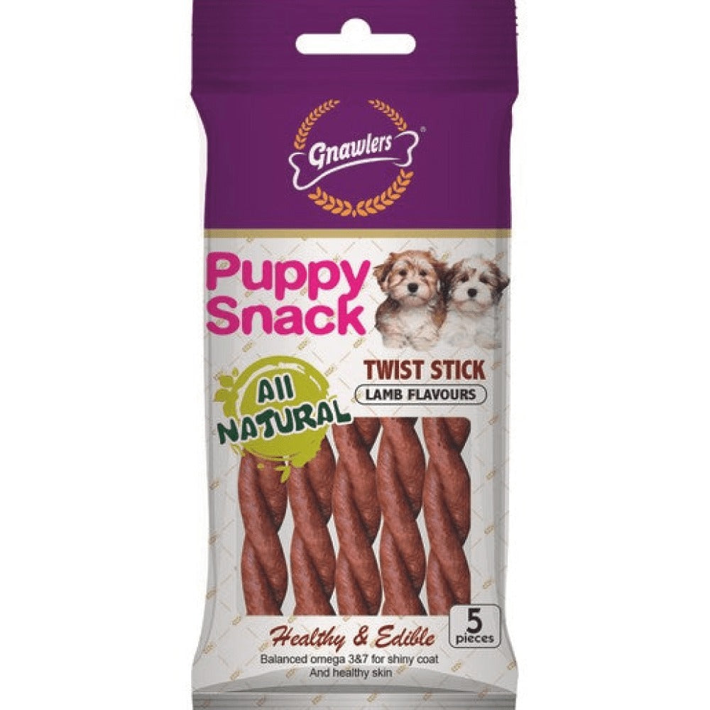 Gnawlers Puppy Snack Twist Stick Lamb Flavoured