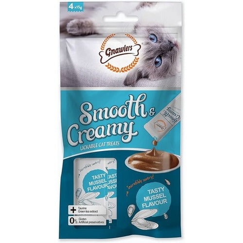 Gnawlers Smooth & Creamy Lickable Cat Treats - Mussel Flavour