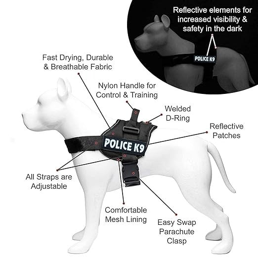 K9 Police Dog Harness with Reflective Loop