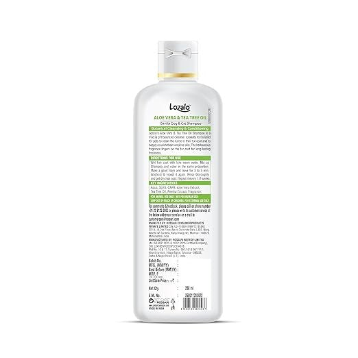 Lozalo Botanical Pet Shampoo - 250 ml with Aloe Vera & Tea Tree Oil , Conditioning Shampoo for Dogs and Cats |