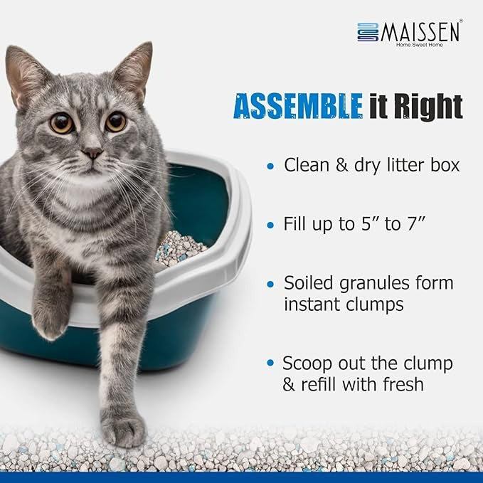 Maissen Activated Cat Litter - 5 Kg | Premium Bentonite Clay Cat Essentials | Natural | Unscented, Low Dust | Quick-Clumping, Scoopable