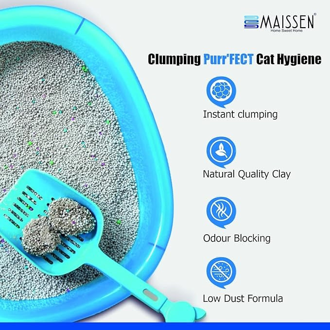 Maissen Activated Cat Litter - 5 Kg | Premium Bentonite Clay Cat Essentials | Natural | Unscented, Low Dust | Quick-Clumping, Scoopable