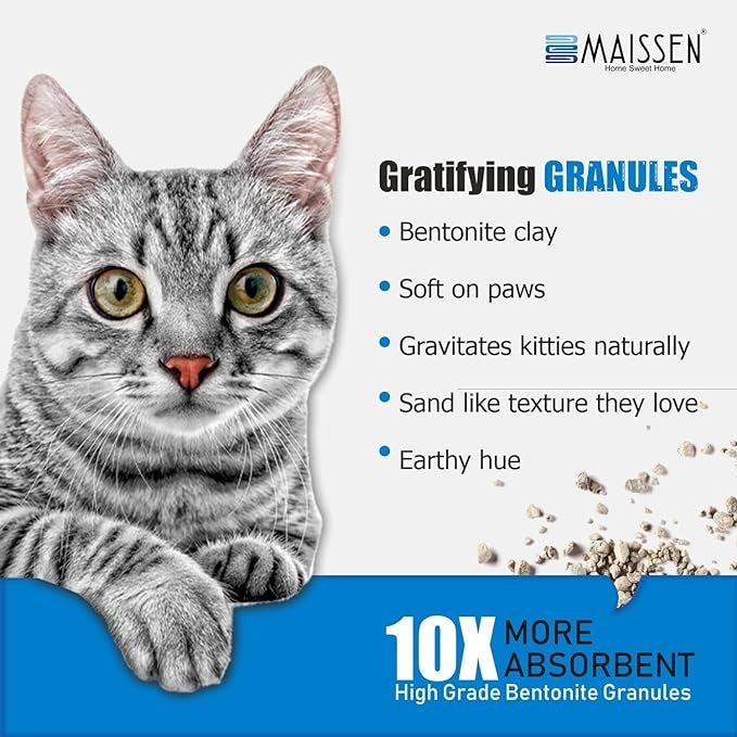 Maissen Activated Cat Litter - 5 Kg | Premium Bentonite Clay Cat Essentials | Natural | Unscented, Low Dust | Quick-Clumping, Scoopable