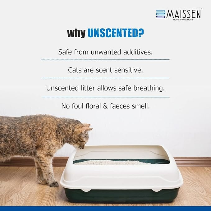 Maissen Activated Cat Litter - 5 Kg | Premium Bentonite Clay Cat Essentials | Natural | Unscented, Low Dust | Quick-Clumping, Scoopable