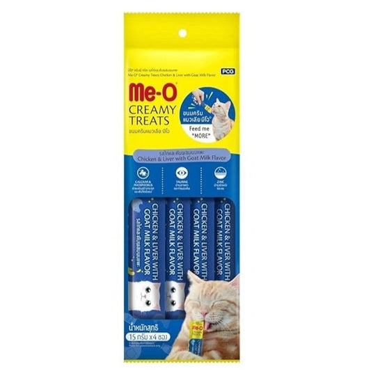 Me-O Creamy CAT Treats for Cats and Kittens - Chicken & Liver with Goat Milk Flavor