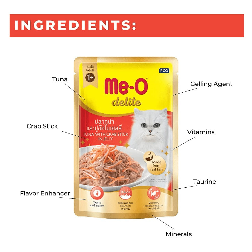 Meo Delite Tuna With Crab Stick in Jelly Wet Food(Adult 1+)