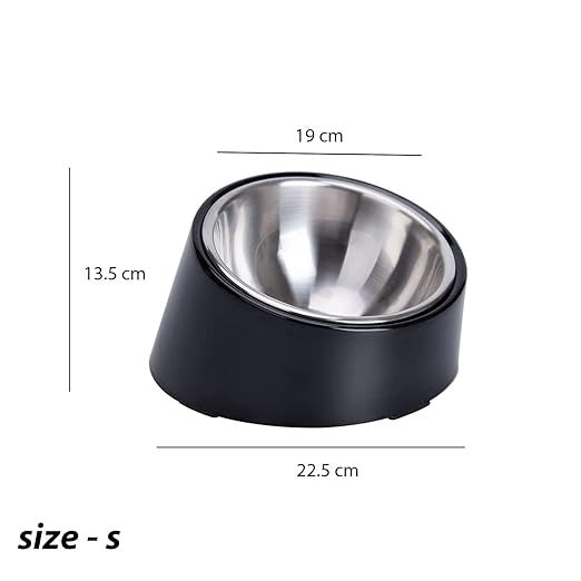 Melamine + Stainless Steel Slant Bowl for Cats and Dogs