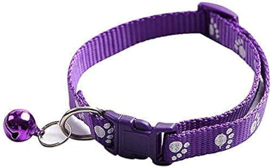 Paw Print Nylon Collar without Bell