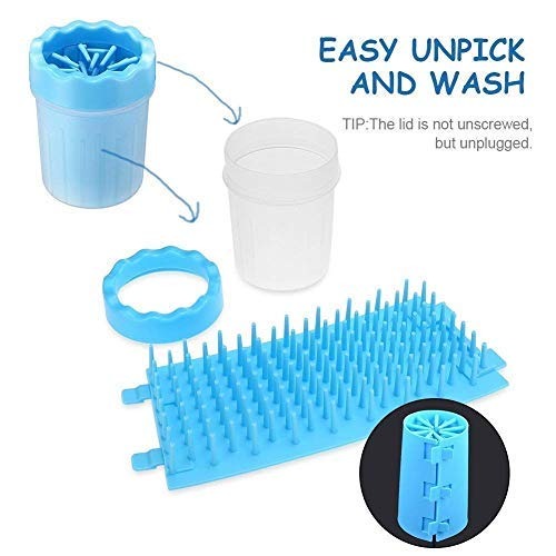 Portable Dog Paw Cleaner and Washer Cup with Soft Silicone Bristles for Quickly Cleaning Pets Muddy Feet