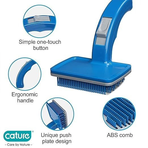 Plastic Sleeker Brush for Cats and Dogs, with self cleaning lever