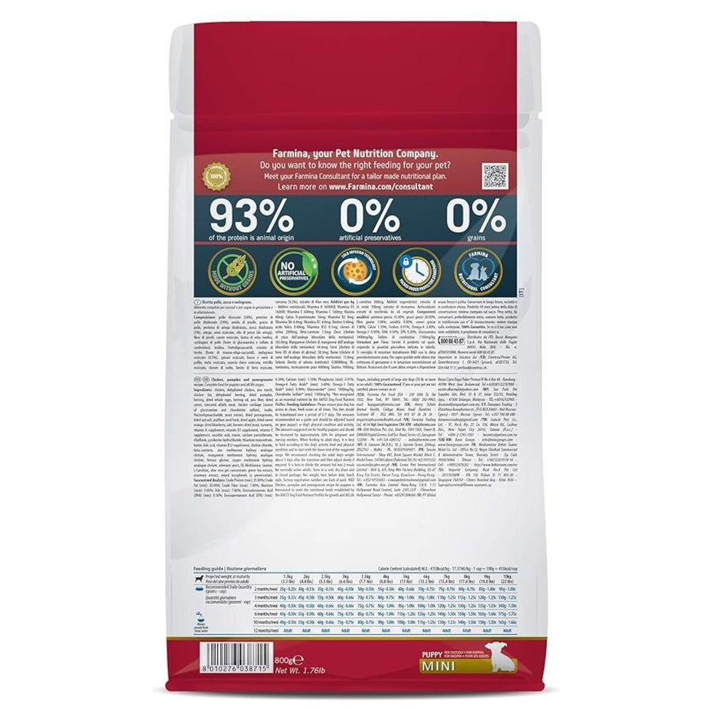 FARMINA PET FOODS N&D Pumpkin, Grain Free, Dry Dog Food, Puppy Mini Breed, Chicken & Pomegranate