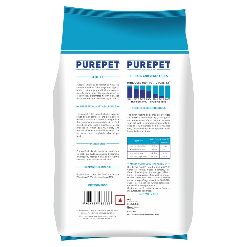 Purepet Chicken & Vegetable Adult Dog Dry Food