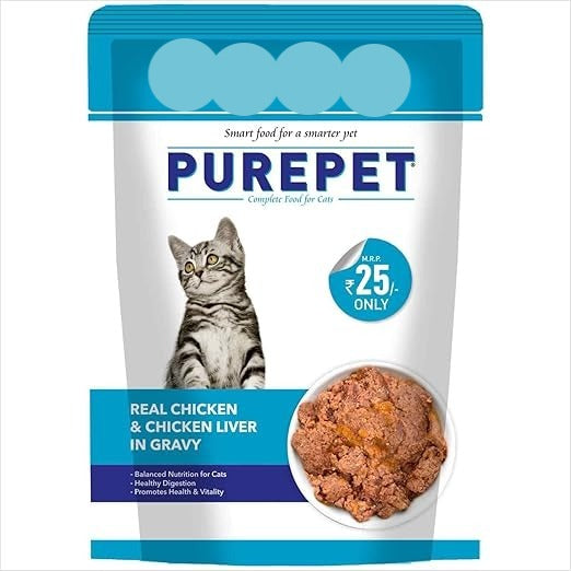 Purepet Wet Cat Adult Food Real Chicken And Chicken Liver in Gravy