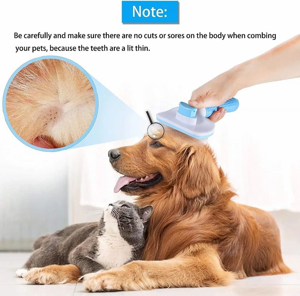 Push-To-Clean Self Cleaner Slicker Brush (with Pins)