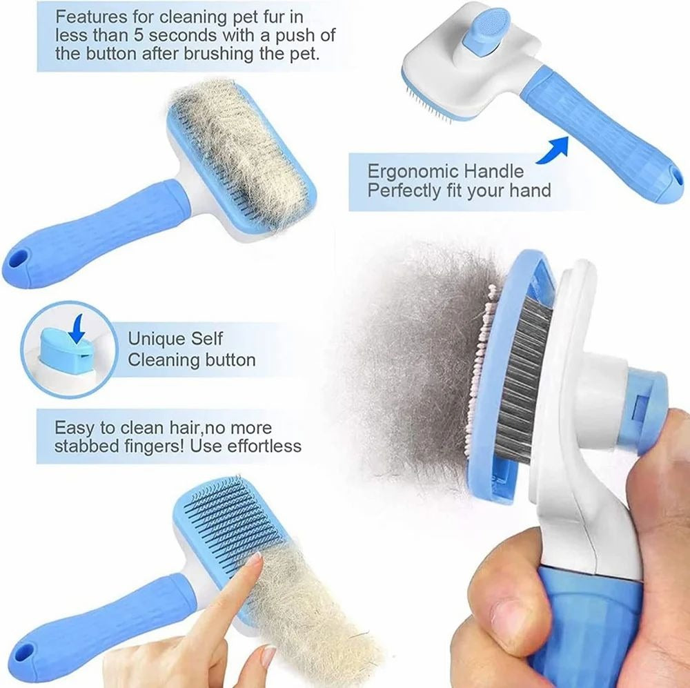 Push-To-Clean Self Cleaner Slicker Brush (with Pins)