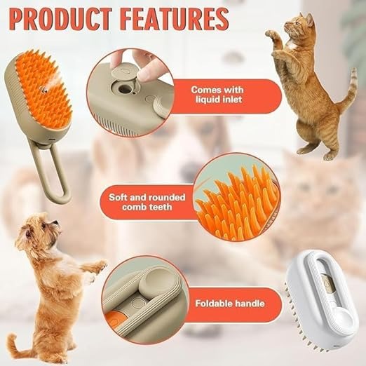 Rechargeable Steam Brush For Dogs and Cats