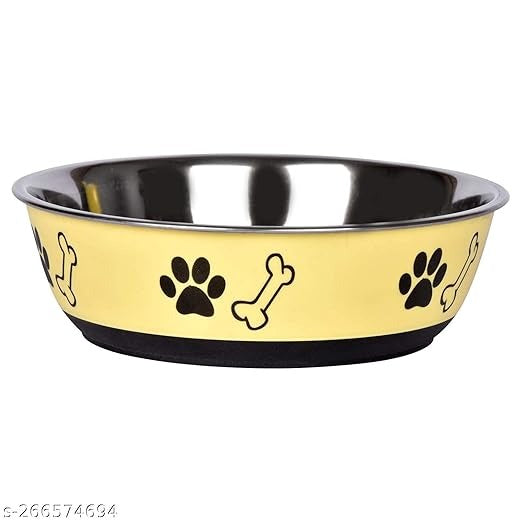 Round Stainless Steel Dolly Bowl for Dogs & Pets