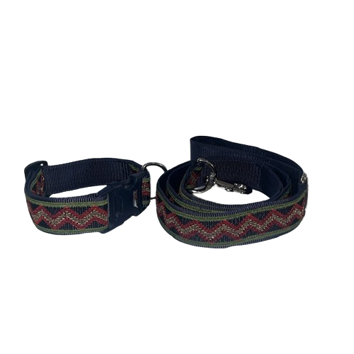 DOG LEASH & COLLAR SET EMBROIDERED