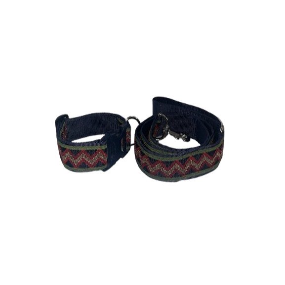 DOG LEASH & COLLAR SET EMBROIDERED