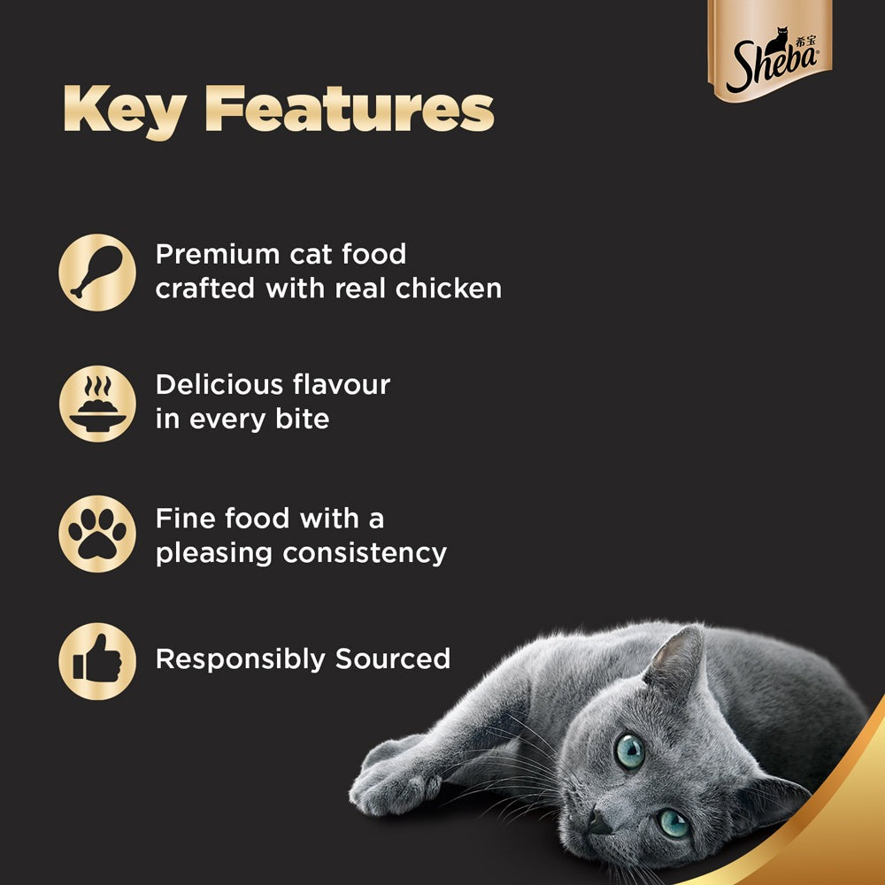 Sheba Chicken Premium Loaf Fine Wet Food for Adult Cat