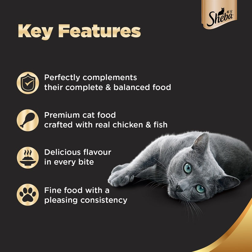 Sheba Rich Premium Chicken With Tuna In Gravy Adult Wet Cat Food - 70 g Packs