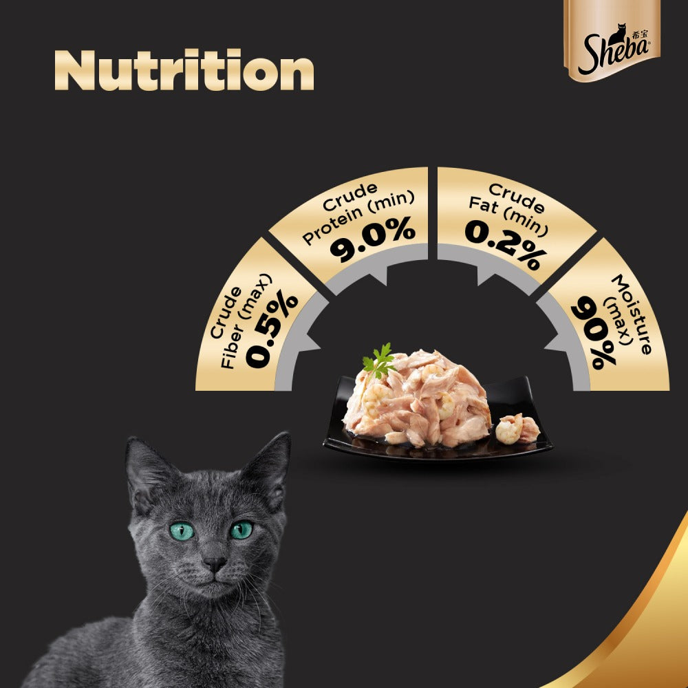 Sheba Tuna Fillet & Whole Prawns in Gravy Premium Cat Wet Food