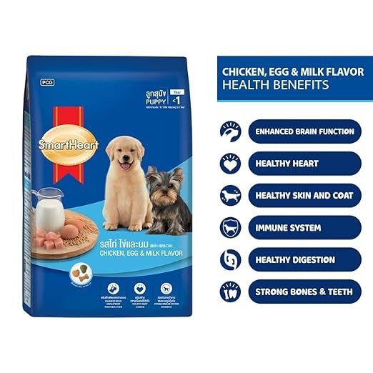 SmartHeart Puppy Dry Dog Food Chicken Egg and Milk Flavour