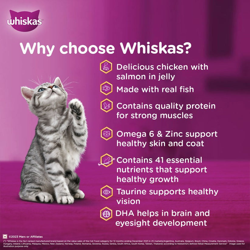 Whiskas Chicken With Salmon In Jelly Wet Food For Junior (2-12 Months) Kitten