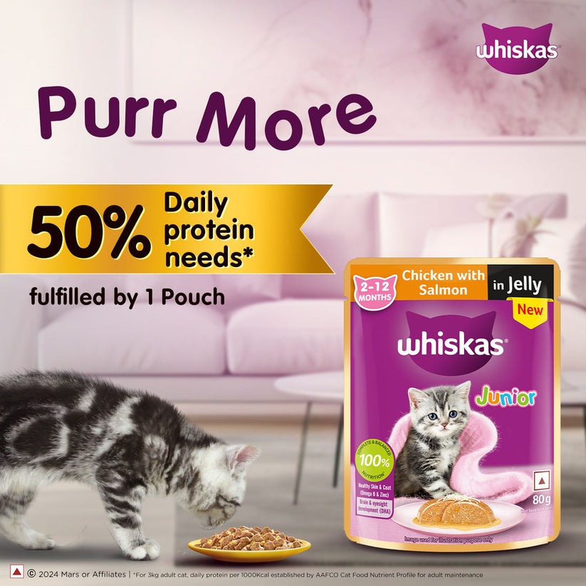 Whiskas Chicken With Salmon In Jelly Wet Food For Junior (2-12 Months) Kitten