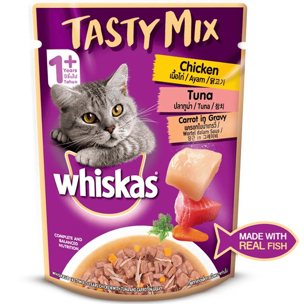 Whiskas Chicken With Tuna And Carrot in Gravy Tasty Mix Adult Cat Wet Food