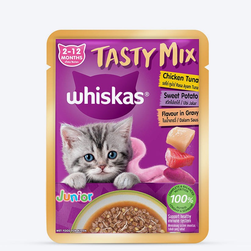 Whiskas Tasty Mix Chicken Tuna With Sweet Potato In Gravy Wet Food For Junior (2-12 Months) Kitten