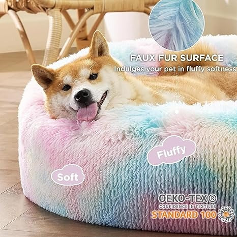 Zexasone Washable and Reversible Donut Fur Bed for Dogs and Cats