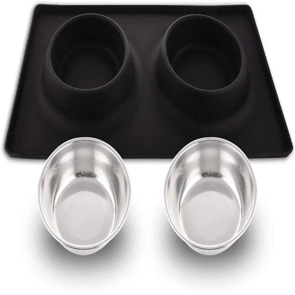 Stainless Steel Pet Bowl Set with Anti Skid Silicone Base