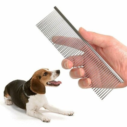 Nunbell Rounded Teeth Stainless Steel Flat Comb - 7 Inch