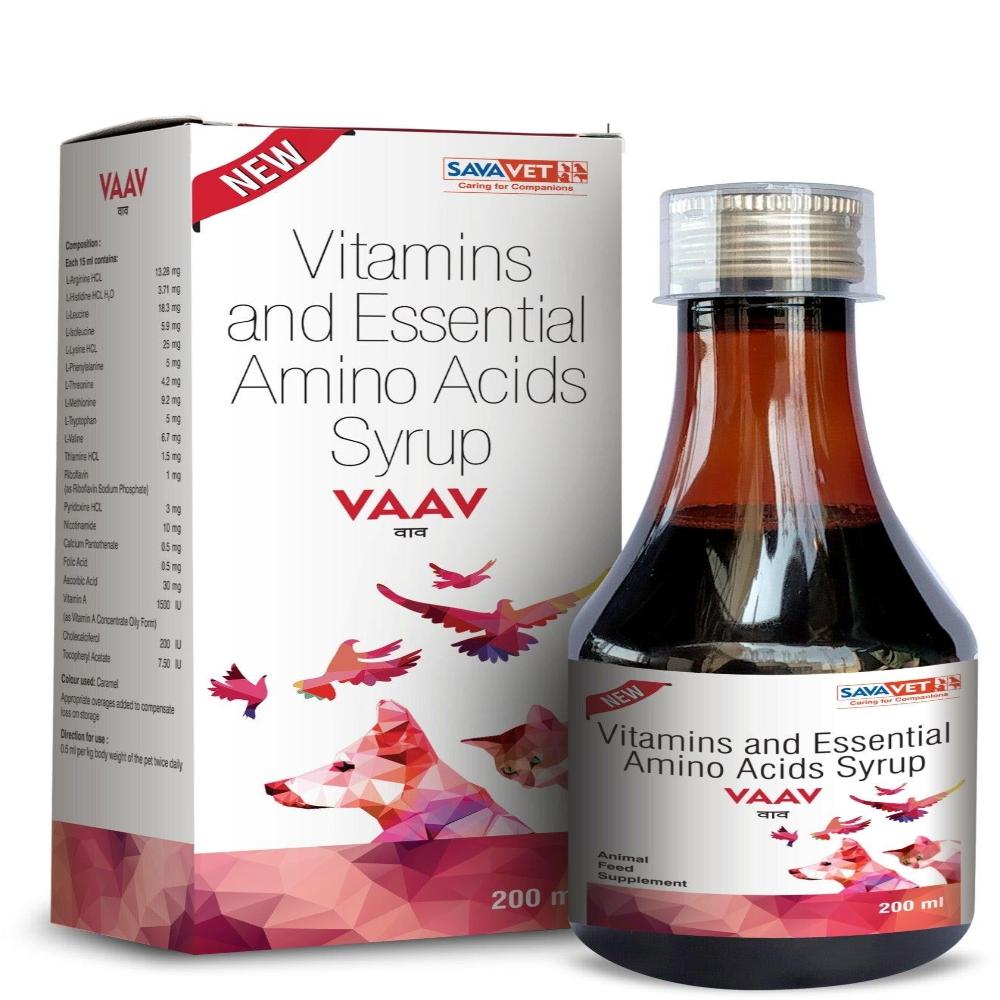 Savavet- VAAV Multivitamins and Essential Amino Acids Syrup for Birds, Cats and Dogs